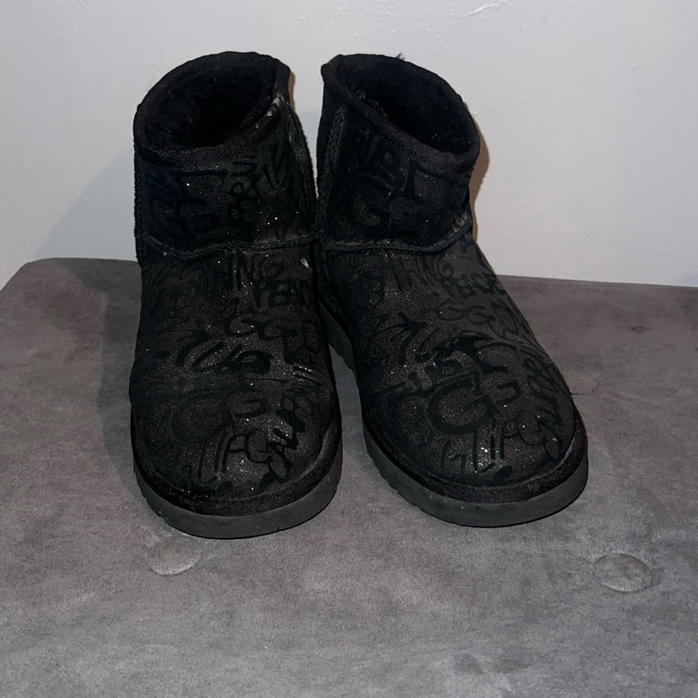 Black glitter graffiti Uggs